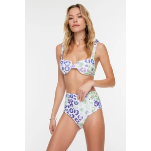 Trendyol Colorful Leopard Pattern High Waist Bikini Bottom