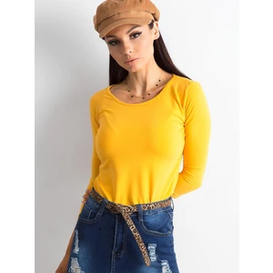 Basic cotton blouse in a dark yellow color