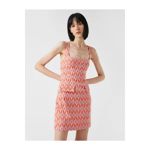 Koton Patterned Strap U Neck Mini Dress