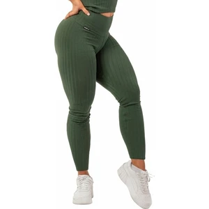 Nebbia Organic Cotton Ribbed High-Waist Leggings Verde Închis XS