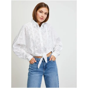 White Women's Patterned Cropped Shirt Guess - Women