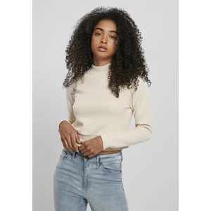 Ladies Interlock Short Turtleneck Crew Sand