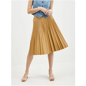 Orsay Light Brown Women's Leatherette Pleated Skirt - Ladies