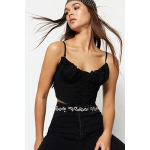 Trendyol Black Crop Lined Tulle Bustier