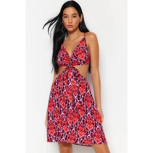 Trendyol Floral Print Mini Woven Cut Out/Window Beach Dress