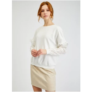 White Women's Sweater with Decorative Sleeves ORSAY - Women