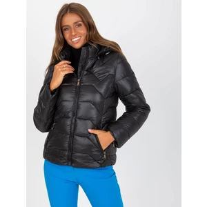 Ladies Quilted Hooded Jacket - Black