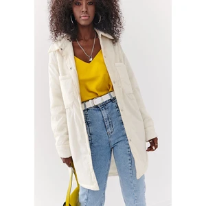 Thin oversized jacket with ecru collar