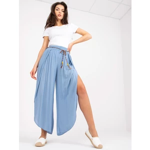 Blue wide trousers in high-waisted fabric by OCH BELLA