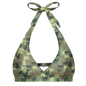 Aloha From Deer Woman's Camo Cats Halter Neck Bikini Top BTH AFD090