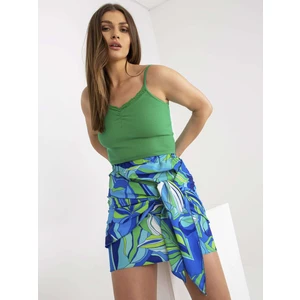 Blue green mini pencil skirt with binding RUE PARIS