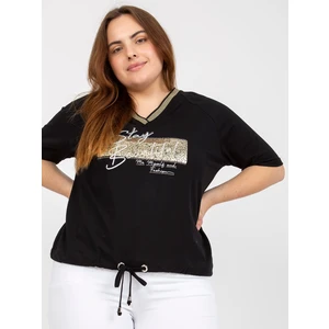 Black blouse plus size for everyday wear with ribbing