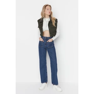 Trendyol Blue Pocket Detailed High Waist Wide Leg Jeans