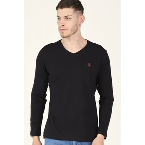 T8587 DEWBERRY V COLLAR MEN'S SWEATSHIRT-BLACK