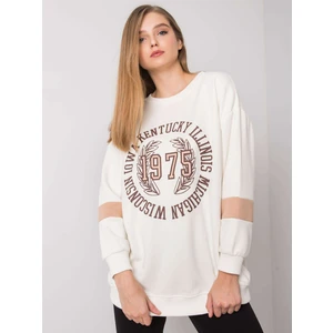 Ecru cotton oversize sweatshirt with print