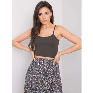 RUE PARIS Dark khaki crop top