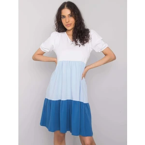 RUE PARIS White and blue cotton dress