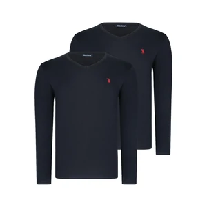 DUAL SET T8587 DEWBERRY V COLLAR MEN'S SWEATSHIRT-BLACK-BLACK