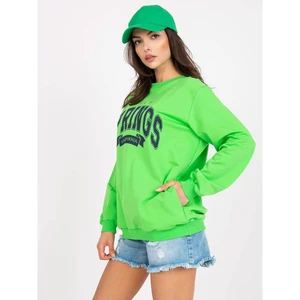 Green and navy blue cotton sweatshirt without a hood