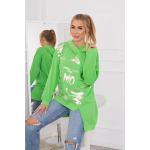 Sweatshirt with a zipper on the hood light green