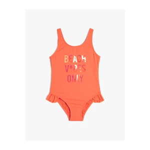 Koton Swimsuit with Straps, Frill Detailed Printed