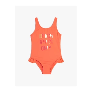 Koton Swimsuit with Straps, Frill Detailed Printed