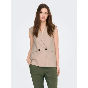 Beige women's linen vest ONLY Caro - Ladies