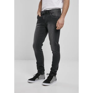 Slim Fit Zip Jeans pravé černé seprané