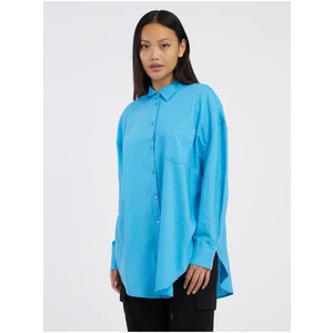 Blue Ladies Linen Shirt ONLY Corina - Ladies