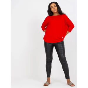 Plain red cotton blouse of larger size