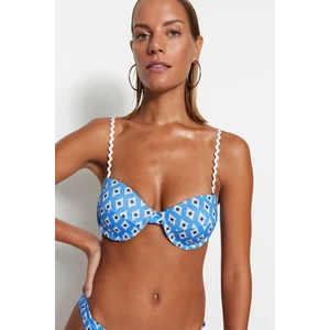 Trendyol Geometric Patterned Underwire Ribbon Accessory Bikini Top