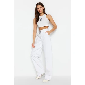 Trendyol White Waist Detailed High Waist Wide Leg Jeans