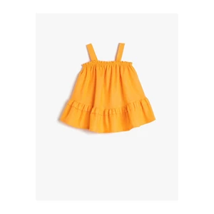 Koton Dress Linen Blend Ruffled Straps