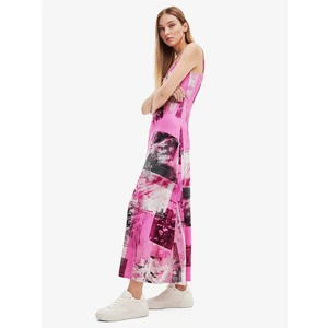 Pink Women Patterned Maxi-Dresses Desigual Cretona - Women