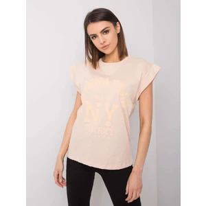 RUE PARIS Peach t-shirt with print