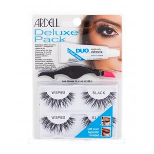 Ardell Wispies Deluxe Pack darčeková kazeta umelé riasy Wispies 2 páry + lepidlo na riasy Duo 2,5 g + aplikátor 1 ks pre ženy Black