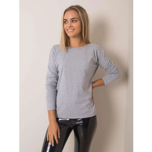 Gray melange blouse with a neckline on the back