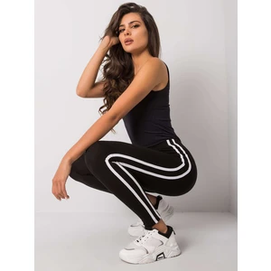 Women's black leggings with stripes