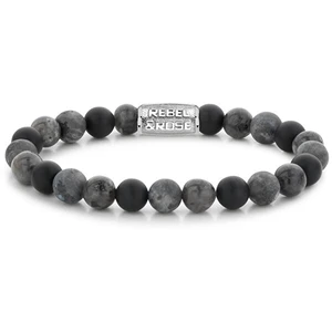 Rebel&Rose Korálkový náramek Grey Rocks RR-80069-S 21 cm - XL