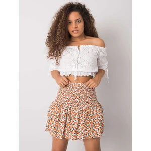 RUE PARIS White and orange skirt with a frill