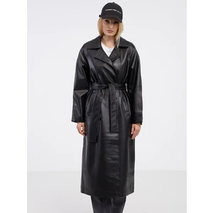 Black Leatherette Coat ONLY Sofia - Ladies