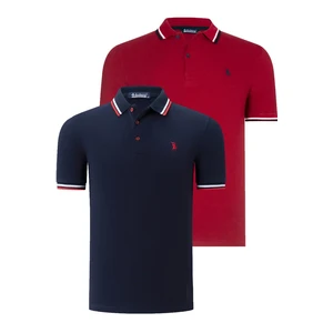 DUAL SET T8594 DEWBERRY MENS T-SHIRT-NAVY BLUE- BURGUNDY