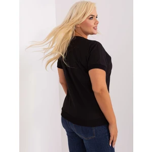 Black oversized blouse with a round neckline