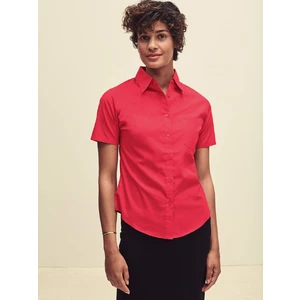 Red Poplin Shirt With Short Sleeves Fruit Of The Loom