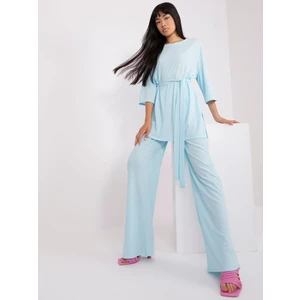 Light blue casual set with oversize blouse