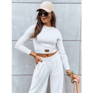 Women's set of wide trousers and crop top with long sleeves ASTRAL ALLURE light beige Dstreet