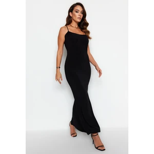 Trendyol Black Fitted/Simple Knitted Maxi Dress with Straps,