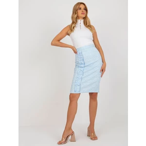 Light blue formal pencil skirt with frill