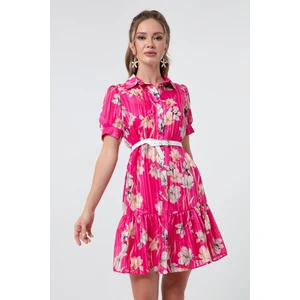 Lafaba Women's Fuchsia Patterned Shirt Dress