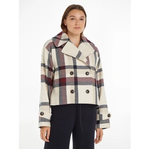 Beige Women's Short Coat with Wool Tommy Hilfiger - Ladies